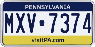 PA license plate MXV7374