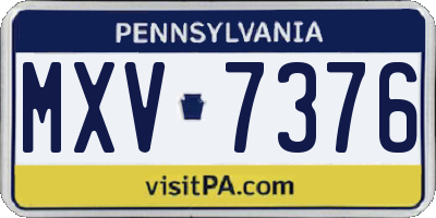 PA license plate MXV7376