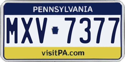 PA license plate MXV7377