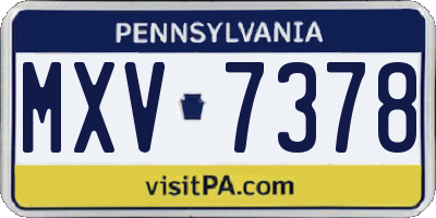PA license plate MXV7378
