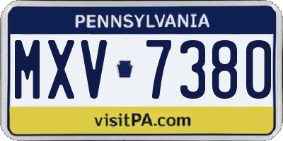 PA license plate MXV7380