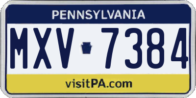 PA license plate MXV7384