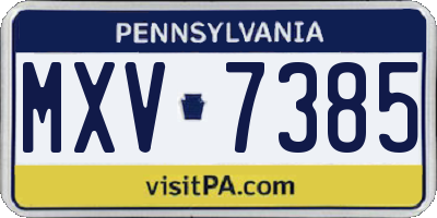 PA license plate MXV7385