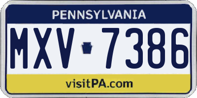 PA license plate MXV7386
