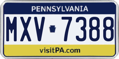 PA license plate MXV7388