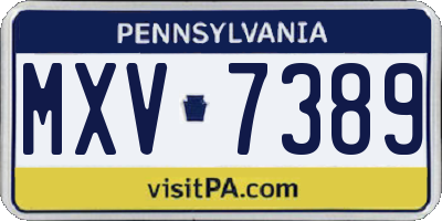 PA license plate MXV7389