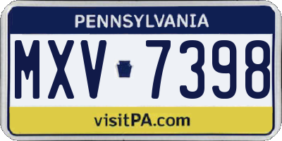PA license plate MXV7398