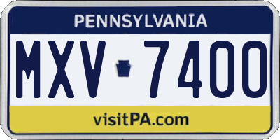 PA license plate MXV7400