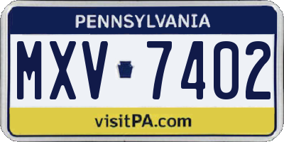 PA license plate MXV7402