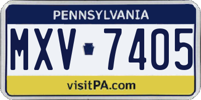 PA license plate MXV7405