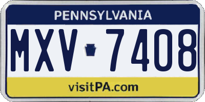 PA license plate MXV7408