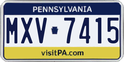 PA license plate MXV7415