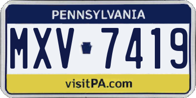 PA license plate MXV7419
