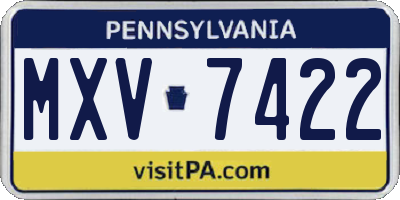 PA license plate MXV7422
