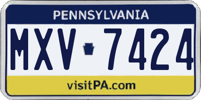 PA license plate MXV7424