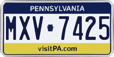 PA license plate MXV7425