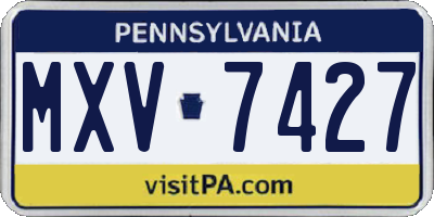 PA license plate MXV7427