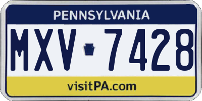 PA license plate MXV7428