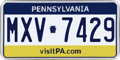 PA license plate MXV7429