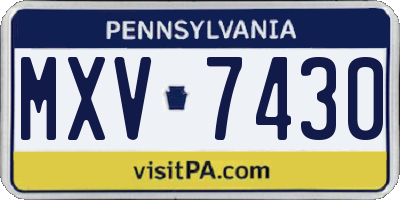 PA license plate MXV7430