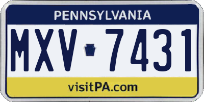 PA license plate MXV7431