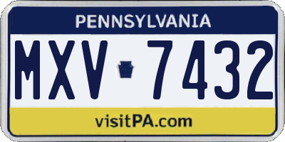 PA license plate MXV7432