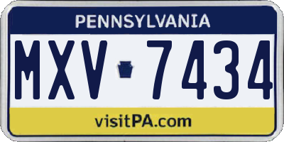 PA license plate MXV7434