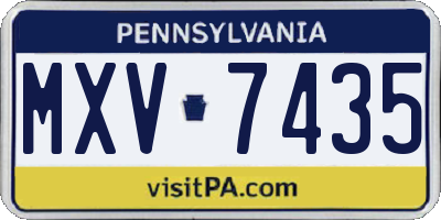 PA license plate MXV7435