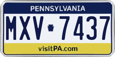 PA license plate MXV7437