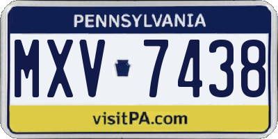 PA license plate MXV7438