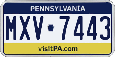 PA license plate MXV7443
