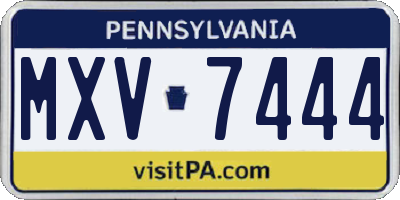 PA license plate MXV7444