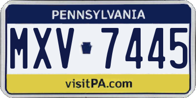 PA license plate MXV7445
