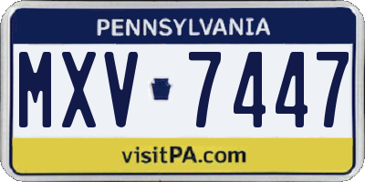 PA license plate MXV7447