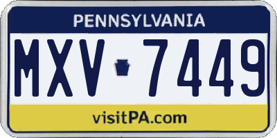 PA license plate MXV7449