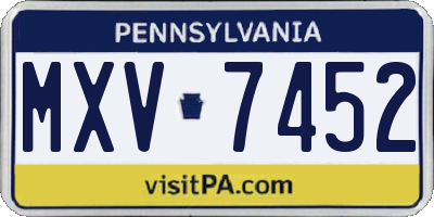 PA license plate MXV7452