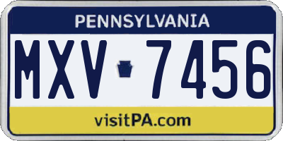 PA license plate MXV7456
