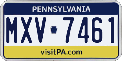 PA license plate MXV7461