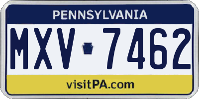 PA license plate MXV7462