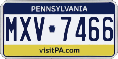 PA license plate MXV7466