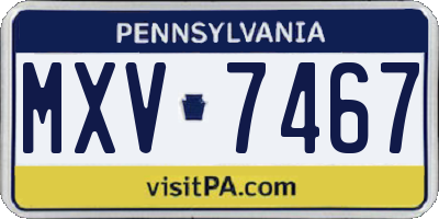 PA license plate MXV7467