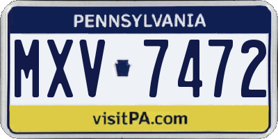 PA license plate MXV7472