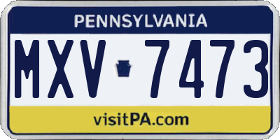 PA license plate MXV7473