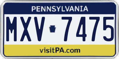 PA license plate MXV7475