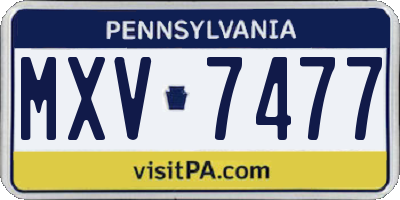 PA license plate MXV7477