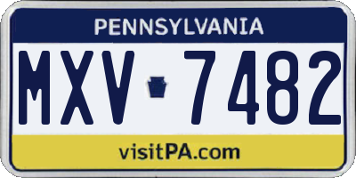 PA license plate MXV7482