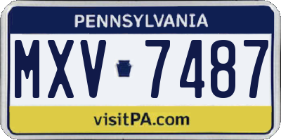 PA license plate MXV7487