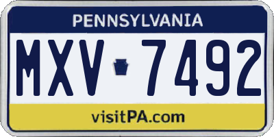 PA license plate MXV7492