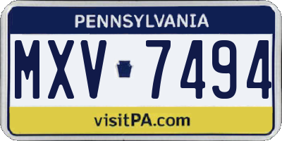 PA license plate MXV7494