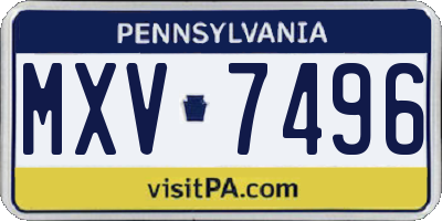 PA license plate MXV7496